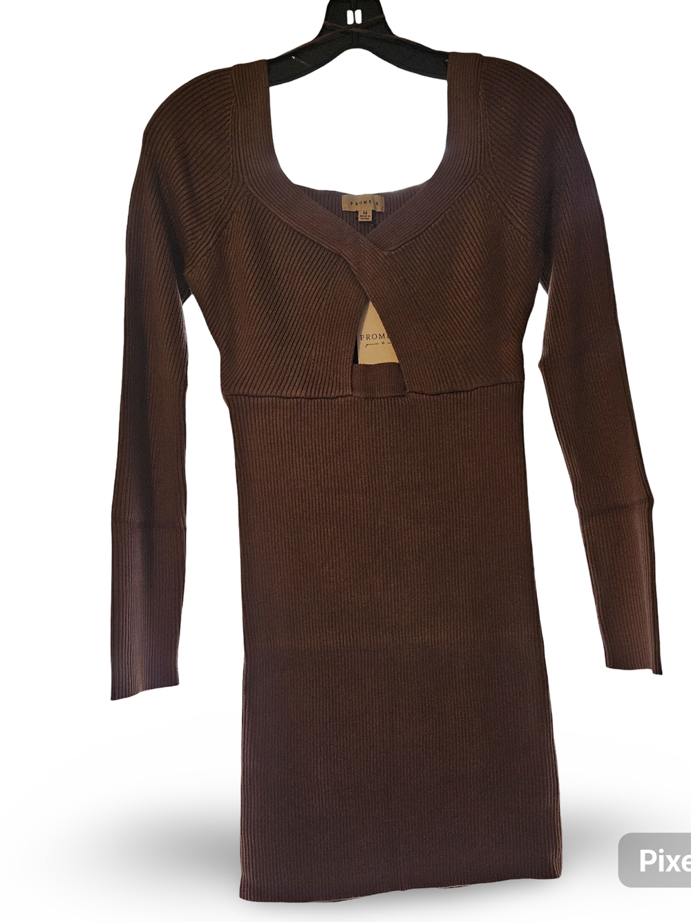NWT Promesa Brown Ribbed Long-Sleeve Knit Dress